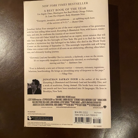 Book “extremely loud, and incredibly Close a novel“ by Jonathan Safran Foer - Picture 2 of 4
